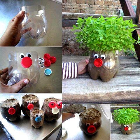 pot bunga dari botol bekas